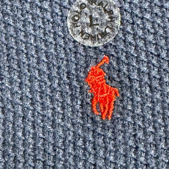 NWT Polo Ralph Lauren Men's Cotton Knit Crewneck Sweater In Blue Large - Picture 14 of 14